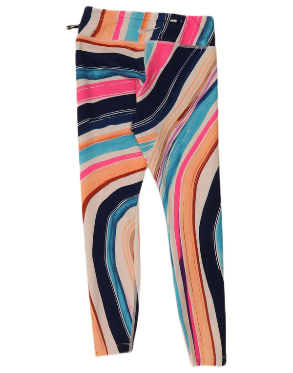 Nike Dame Dri Fit Leggings UK 8 Lille flerfarvet stribet polyester