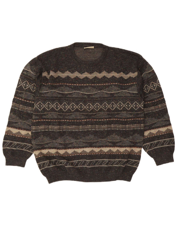 Rodes Herre Crew Neck Jumper Sweater Medium Grå Geometrisk Akryl