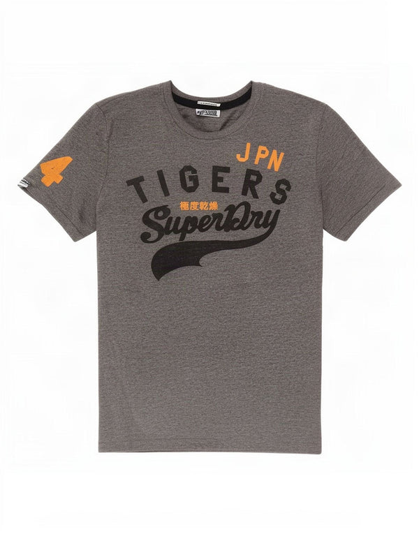 Superdry Herre grafisk T-shirt Top XL Grå Flecked Bomuld