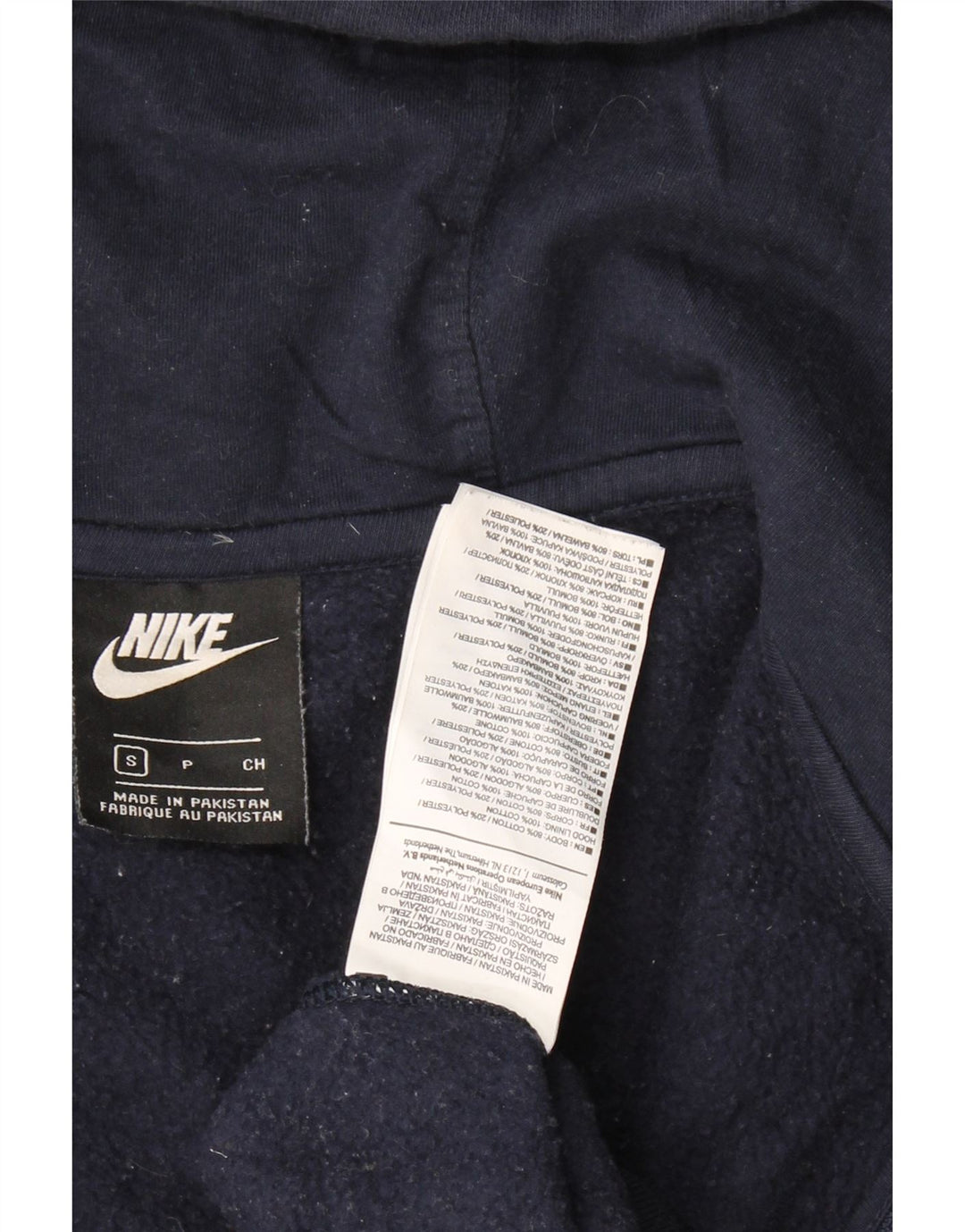 NIKE Mens Zip Hoodie Sweater Small Navy Blue Cotton