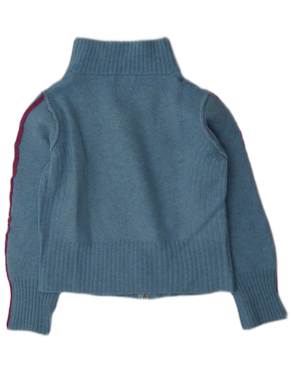Benetton Girls Cardigan Sweater 11-12 år Medium Blue Colourblock Uld