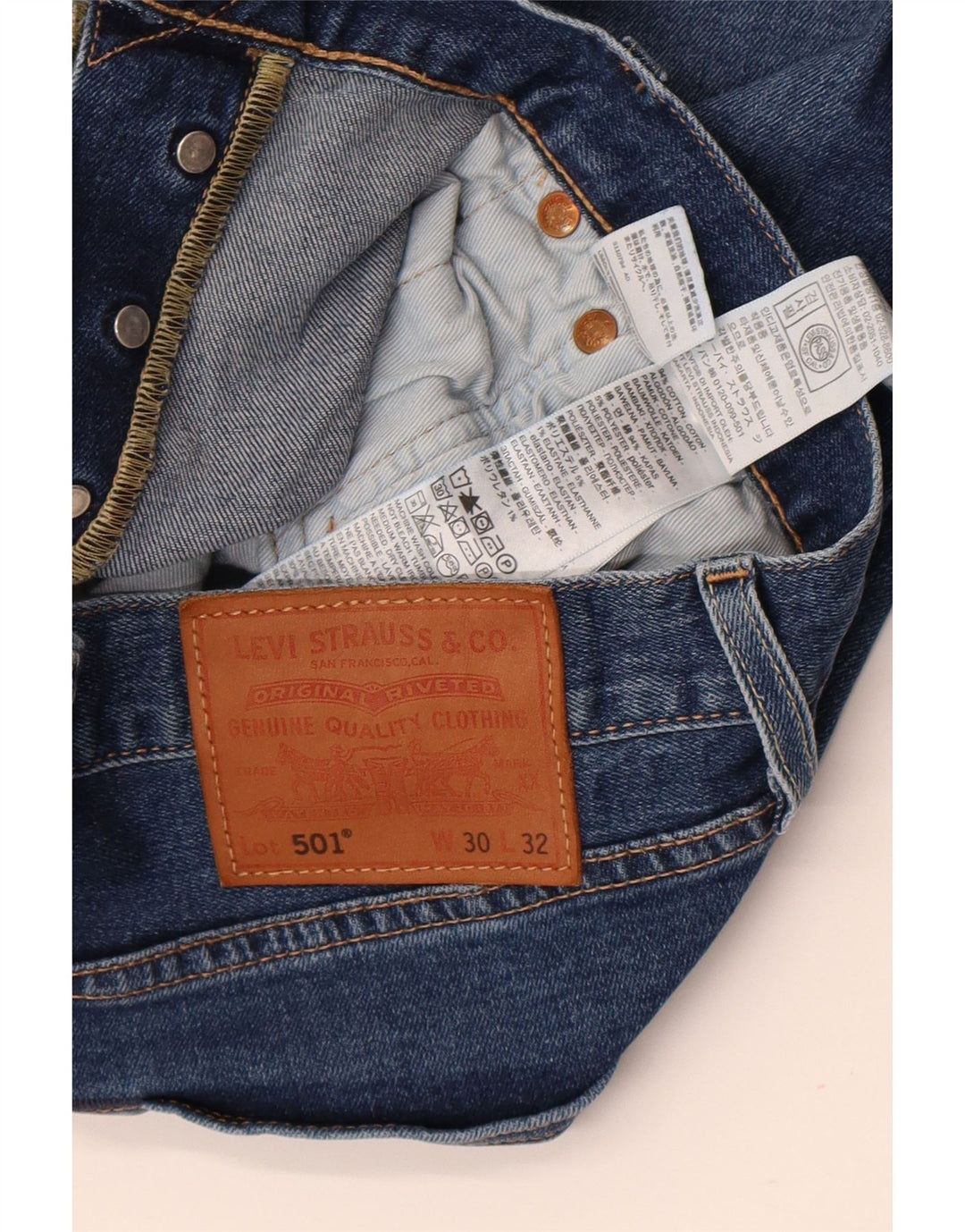 LEVI'S Herre 501 Straight Jeans W30 L32 Blå Bomuld