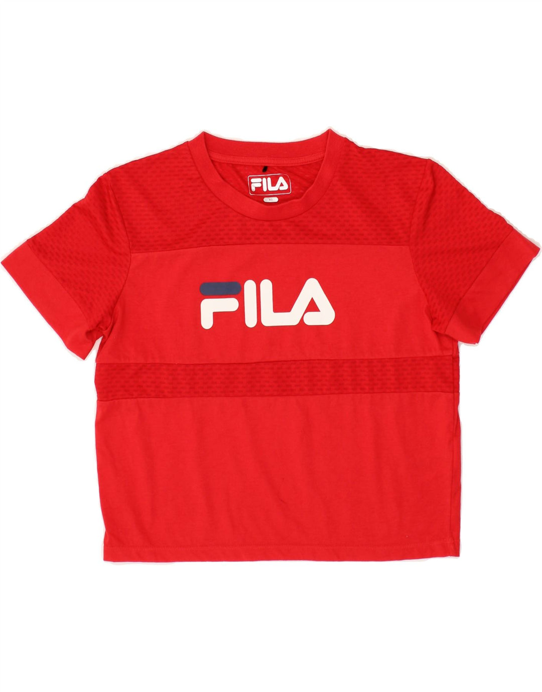 FILA Womens Crop Graphic T-Shirt Top UK 6 XS Red Polyester Vintage Fila and Second-Hand Fila from Messina Hembry 
