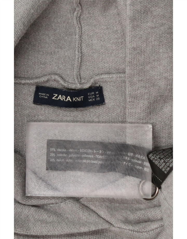 Zara Womens Crop Hættetrøje trøje UK 14 Medium Grey Viscose