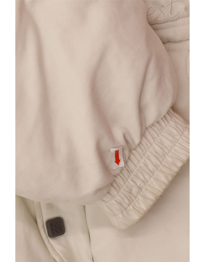 KARL KANI Herre grafisk polstret hættejakke UK 44 2XL hvid polyester