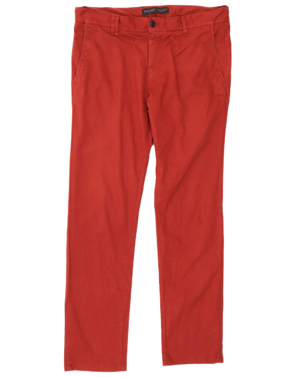 Zara Herre Slim Chino Bukser EU 46 XL W36 L32 Bourgogne bomuld