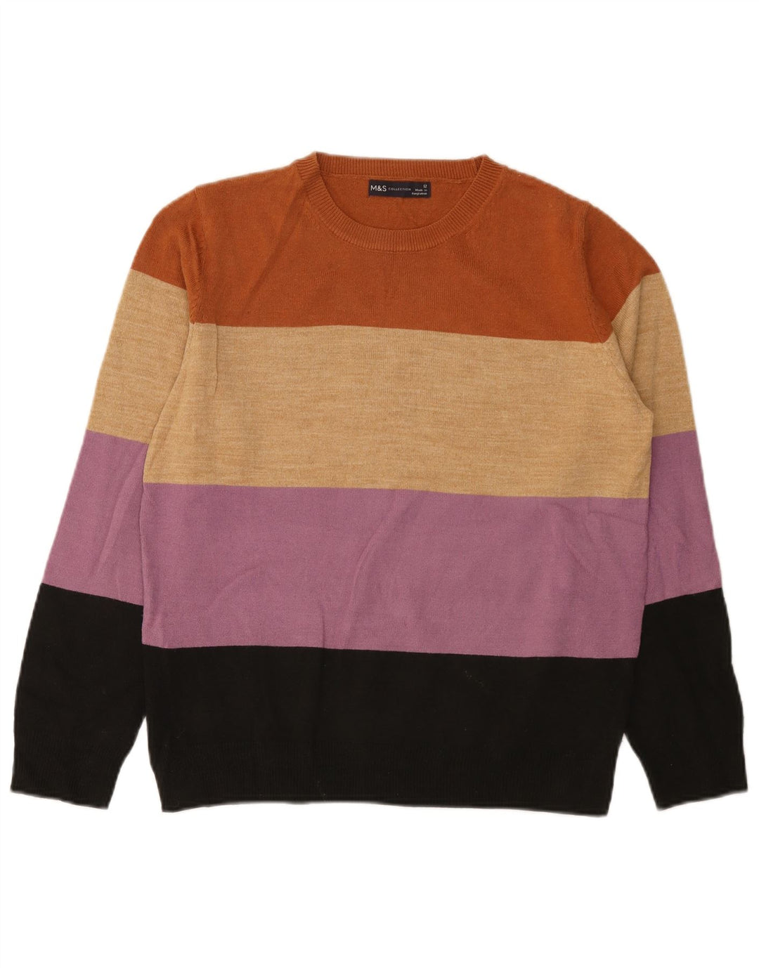 Marks & Spencer Dame Boat Neck Jumper Sweater UK 12 Medium Flerfarvet