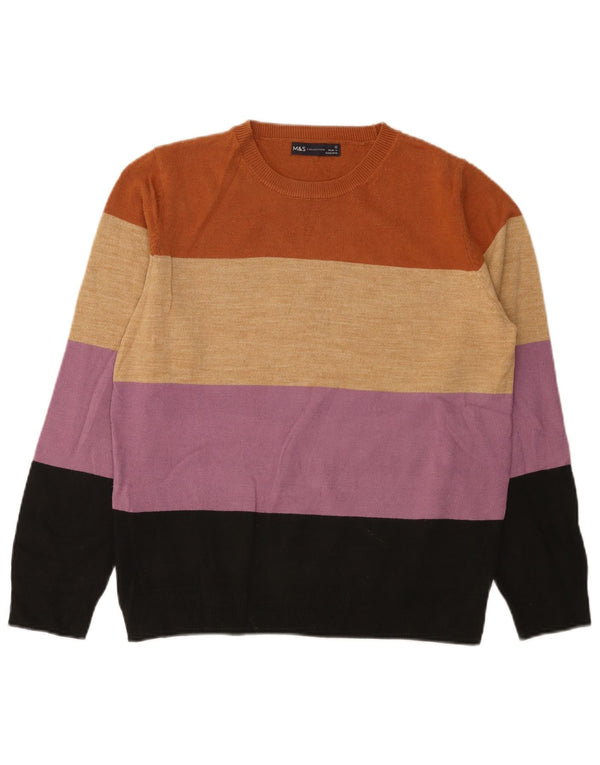 Marks & Spencer Dame Boat Neck Jumper Sweater UK 12 Medium Flerfarvet