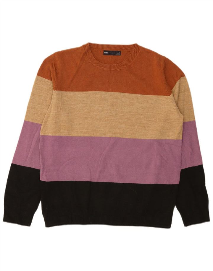 Marks & Spencer Dame Boat Neck Jumper Sweater UK 12 Medium Flerfarvet
