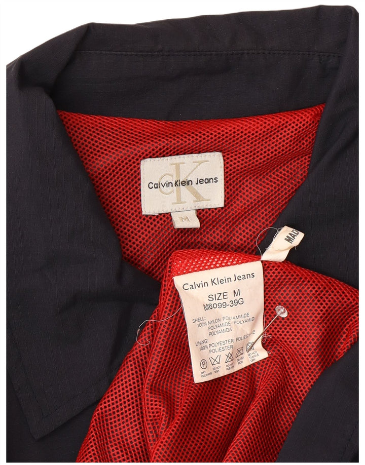 CALVIN KLEIN JEANS Mens Bomber Jacket UK 38 Medium Navy Blue Nylon