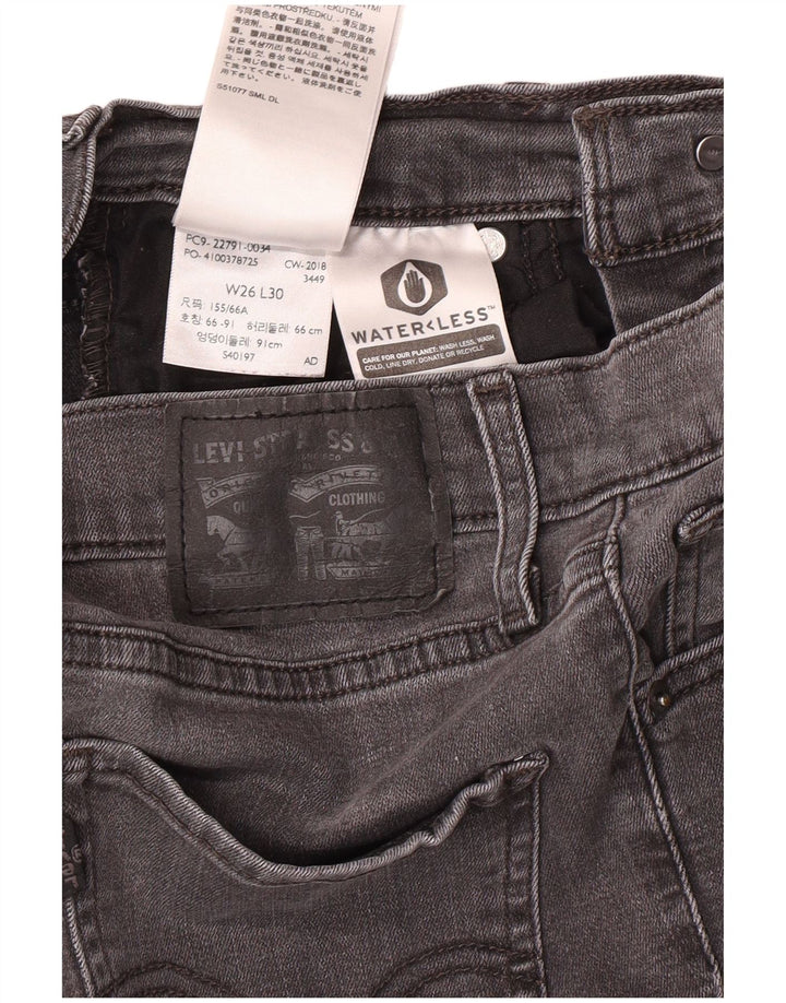 LEVI'S Dame Mile High Super Skinny Jeans W26 L30 Grå Bomuld