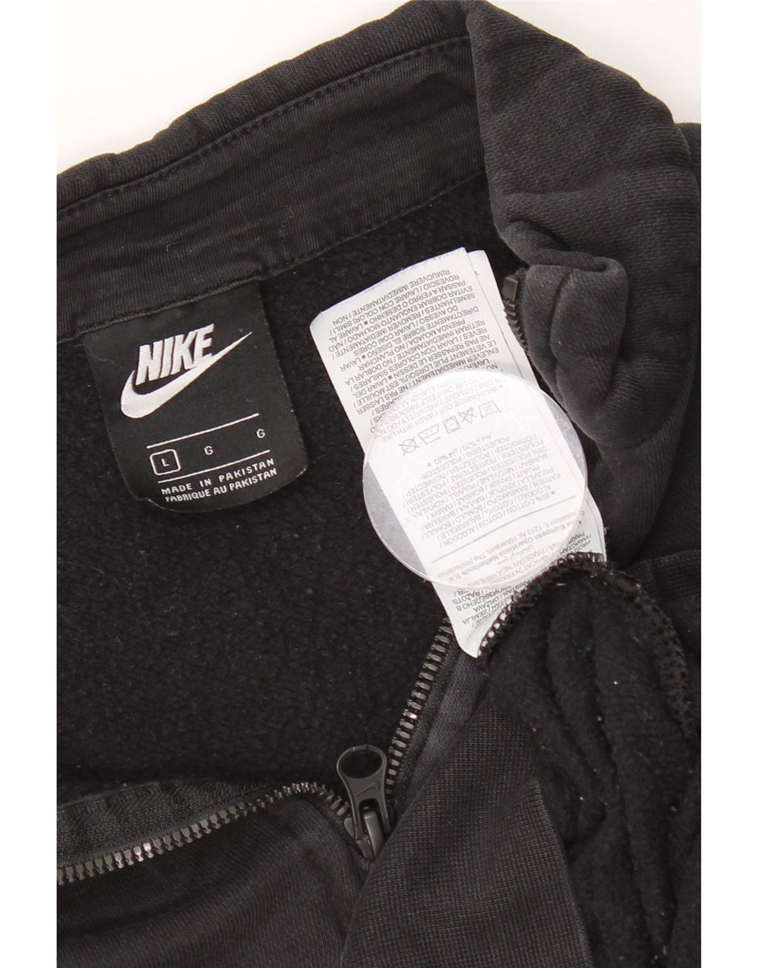 Nike Dame 1/4 Zip Oversized Sweatshirt Jumper UK 16 Stor sort bomuld