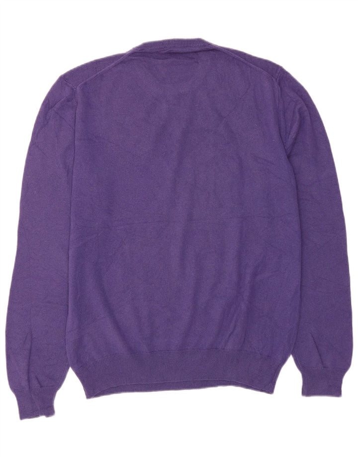 Vintage herre sweater med rund hals, medium lilla kashmir