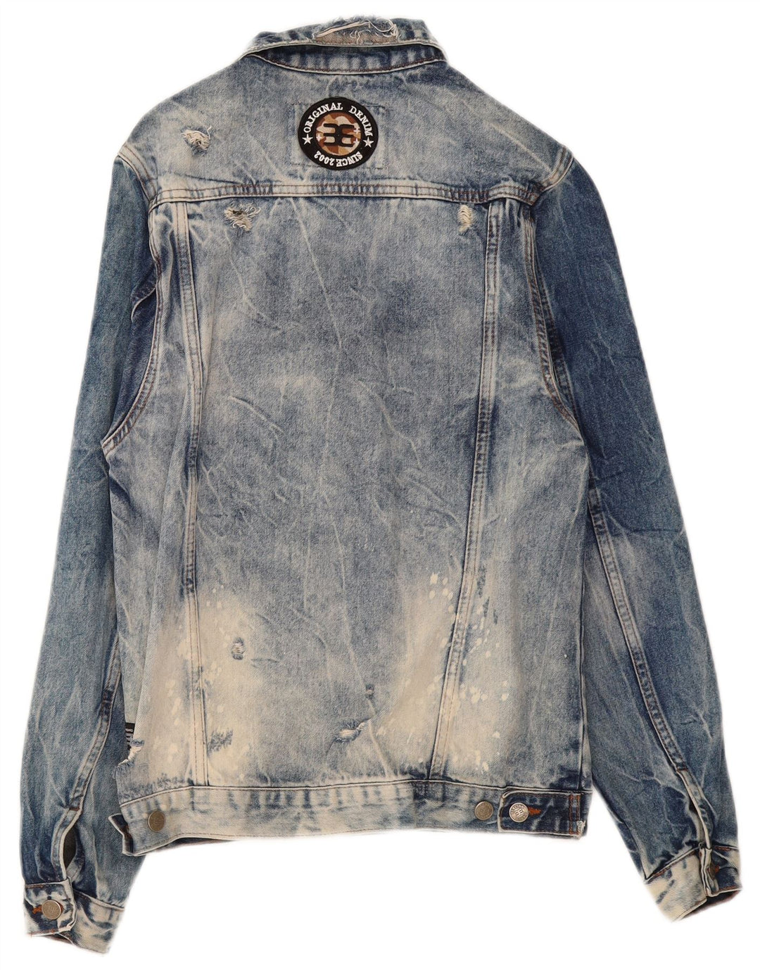 Vintage Herre Distressed Denim Jacket UK 38 Medium Blue Cotton