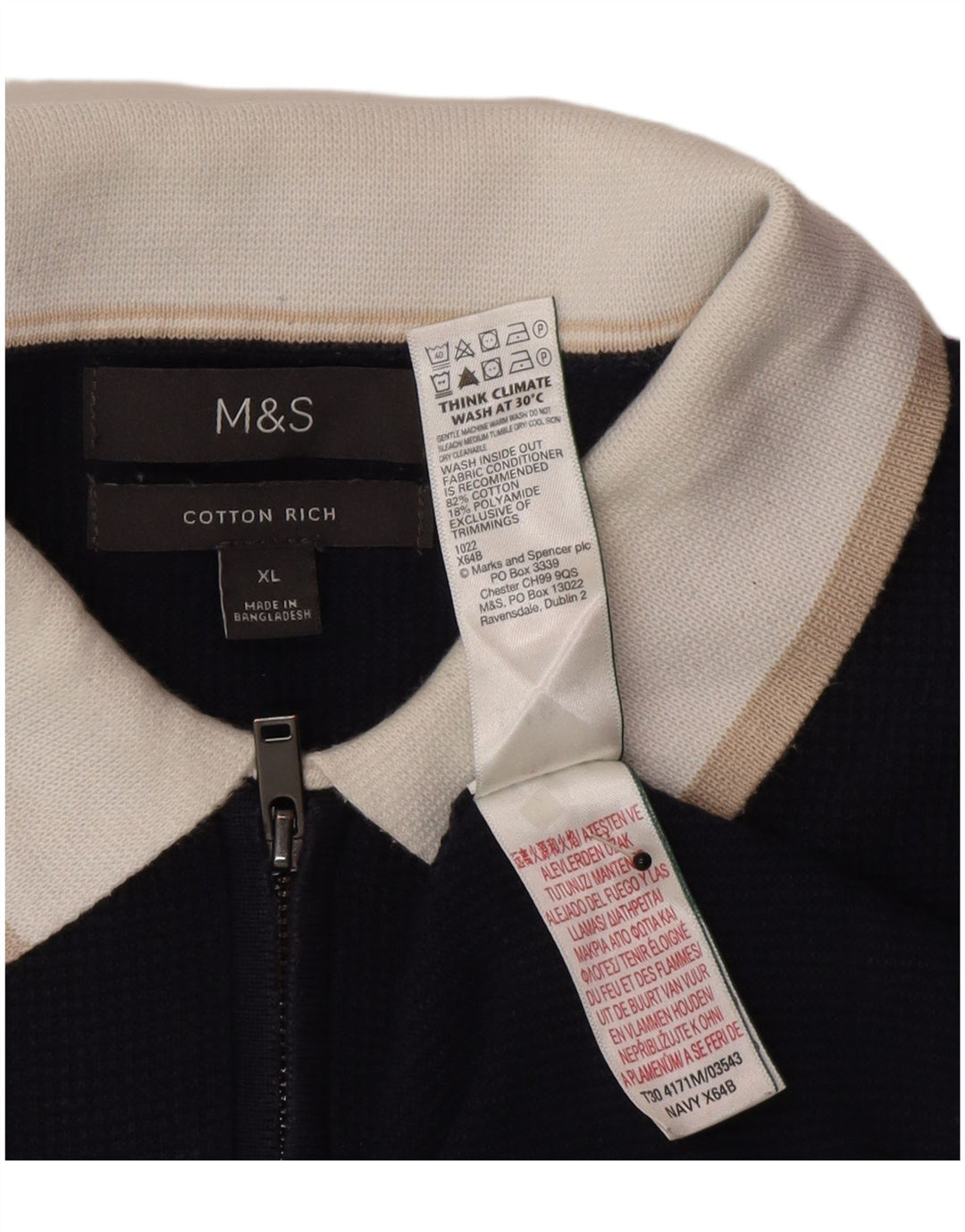 Marks & Spencer Polo Shirt til mænd XL Marineblå Colourblock Bomuld
