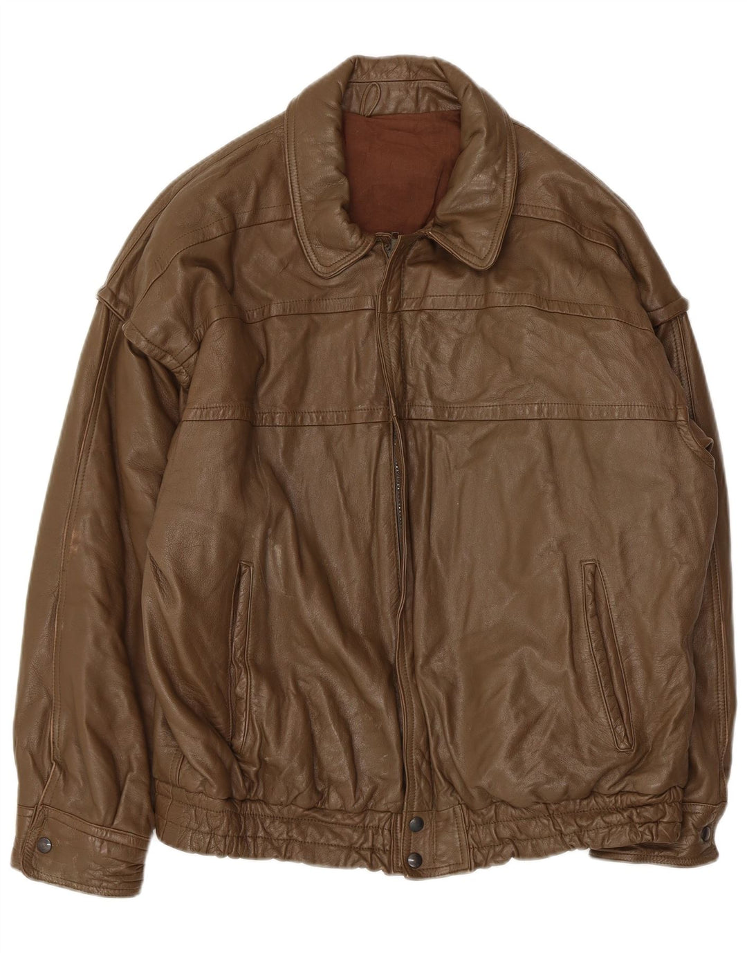 Vintage Herre Læderjakke UK 40 Stor Khaki Læder