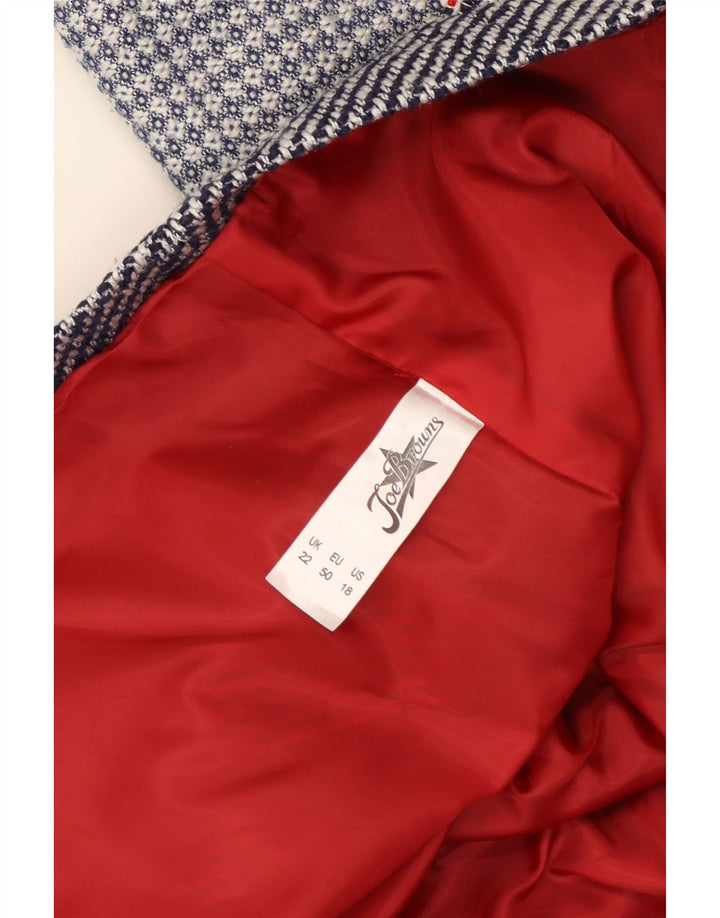 JOE BROWNS Dame 4-knaps blazerjakke UK 22 3XL Navy Blue Check