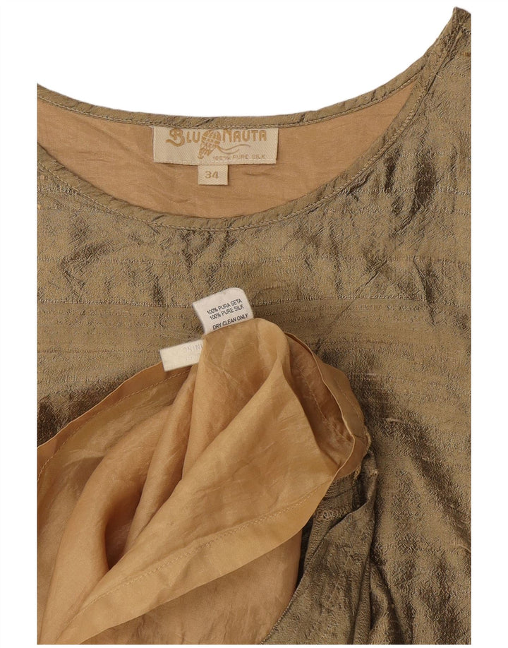 Blunauta Dame Skede Kjole EU 34 XS Guld Silke