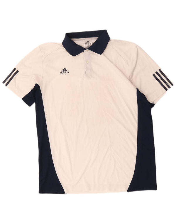 Adidas Herre Climacool Polo Shirt Large White Colourblock Bomuld