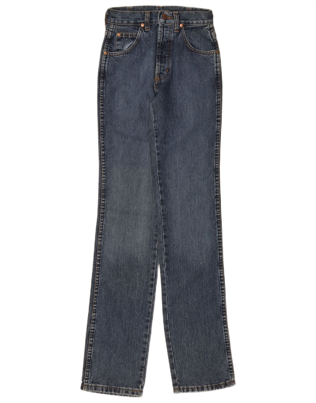 WRANGLER Dame Resolution Straight Jeans W24 L34 Marineblå Bomuld