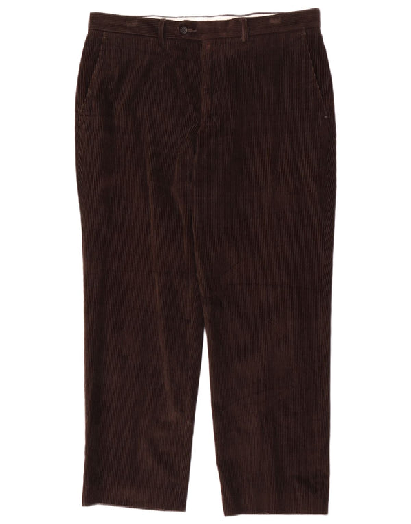 Marks & Spencer Mens Tailored Fit Corduroy Trousers W36 L29 Brown Cotton
