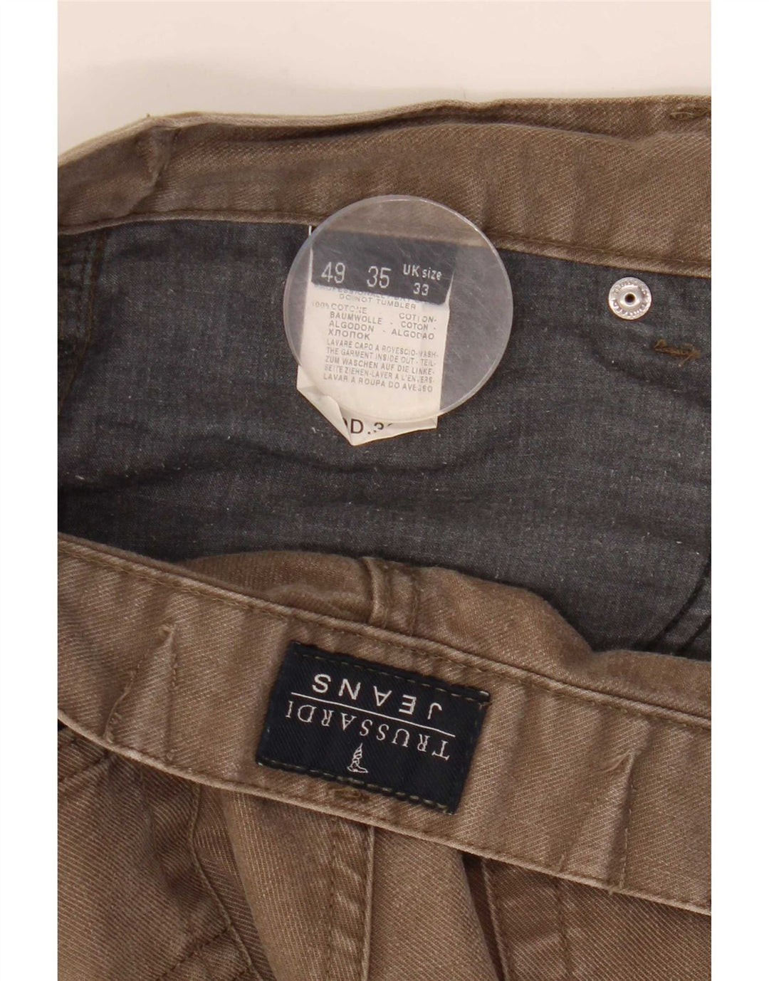 Trussardi Straight Jeans til mænd W33 L27 Beige Bomuld