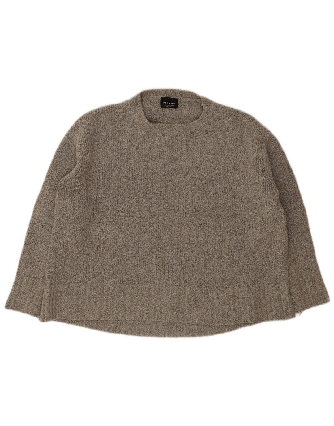 Zara Womens Oversized Crew Neck Jumper Sweater UK 10 Small Grey Acryl