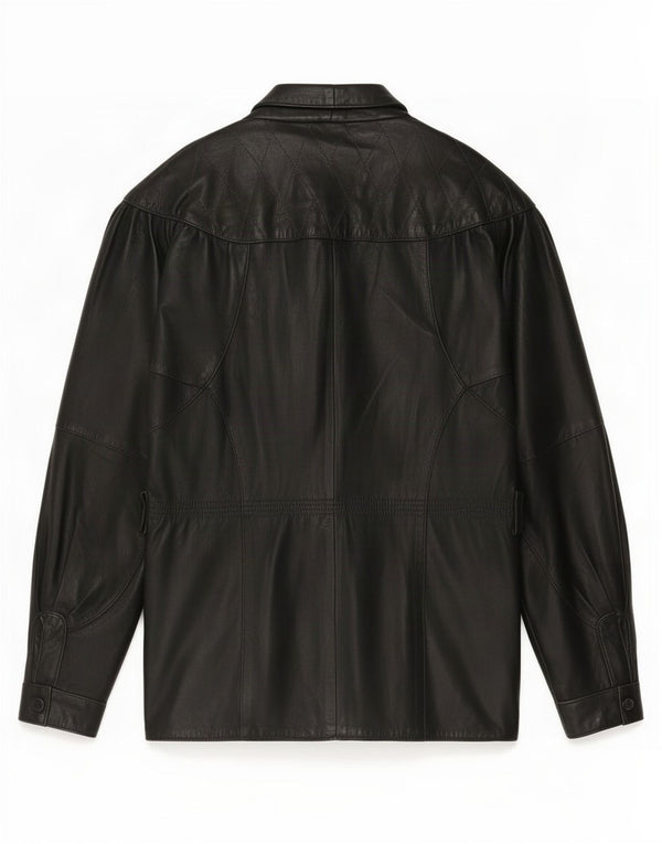Vintage Dame Oversized Læderjakke UK 10 Small Black