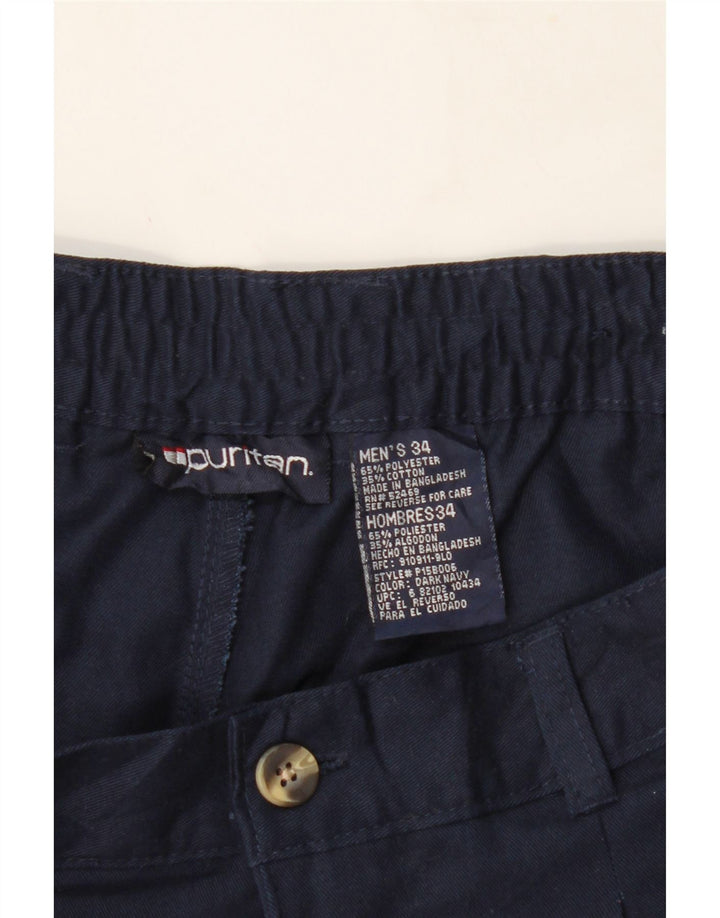 PURITAN Mens Pegged Chino Shorts W34 Large  Navy Blue Polyester Vintage Puritan and Second-Hand Puritan from Messina Hembry 