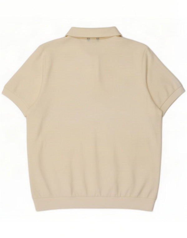 Massimo Dutti Mens Short Sleeve Polo Neck Jumper Sweater Large Off White