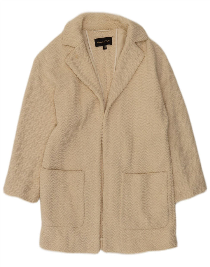 Massimo Dutti dame 3/4 ærmet åben overfrakke UK 6 XS Off White sildeben