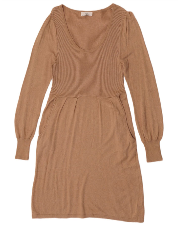 Marks & Spencer Dame Jumper Dress UK 14 Medium Beige Viscose