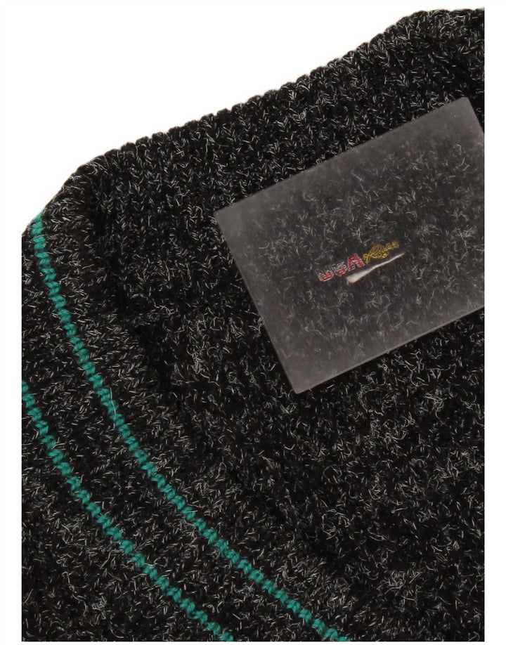 Vintage herre V-hals sweater XL sort akryl