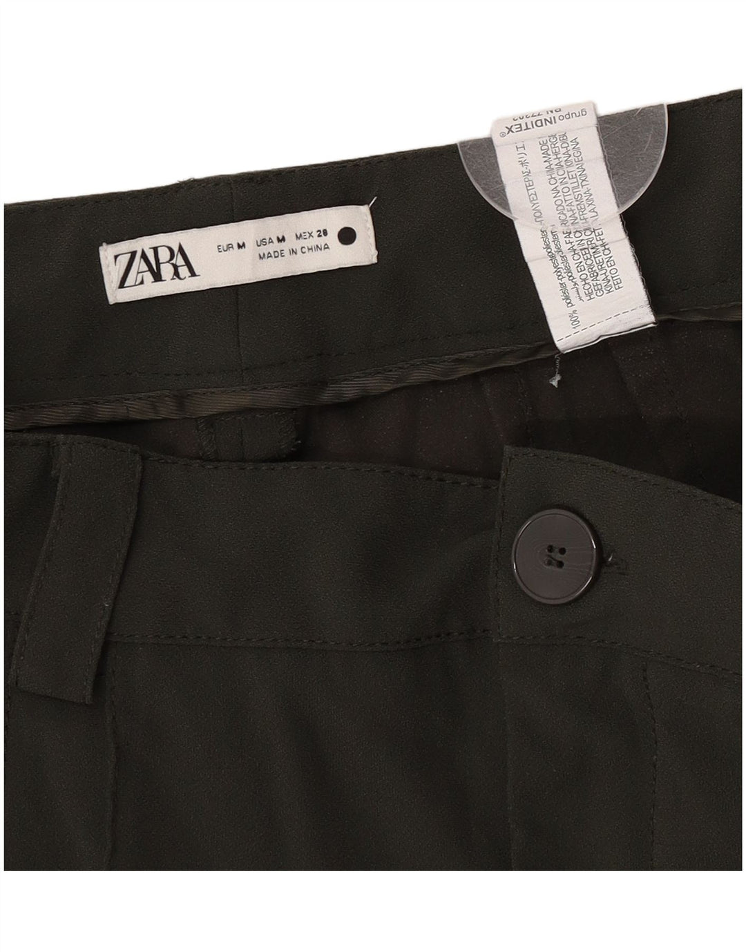 Zara Dame Pegged Casual Bukser Medium W28 L32 Khaki Polyester