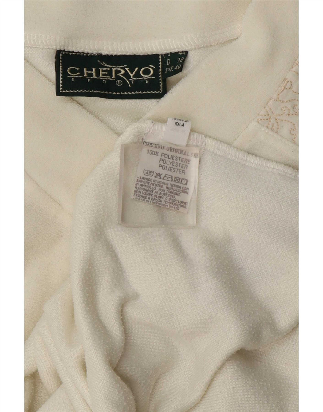 Chervo Dame Velour Vest Top IT 44 Medium Off White Paisley Polyester
