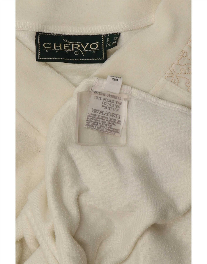 Chervo Dame Velour Vest Top IT 44 Medium Off White Paisley Polyester