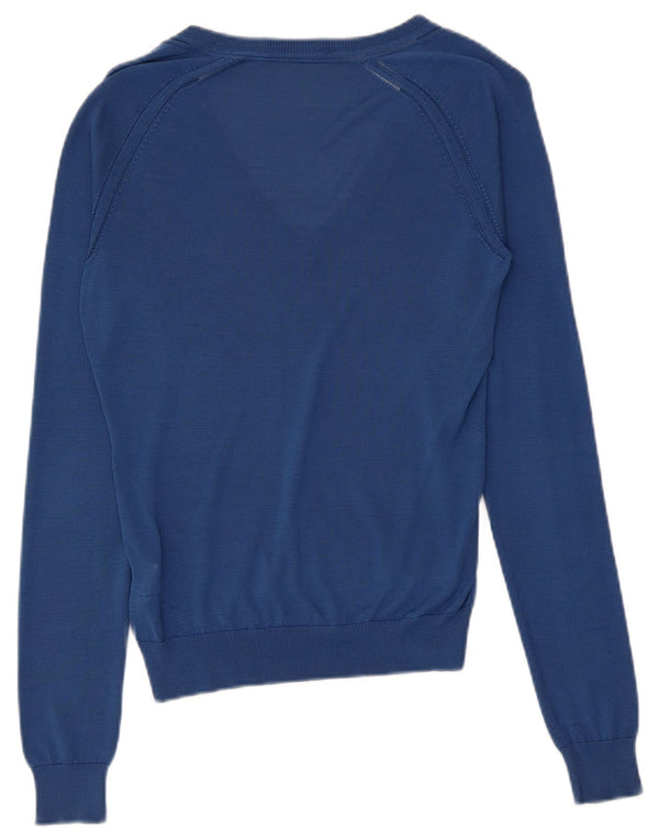 Dsquared2 Dame V-hals sweater UK 12 Medium Blue Silk