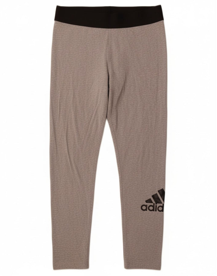 Adidas Grafiske Leggings til kvinder UK 12/14 Medium Grey Colourblock Bomuld
