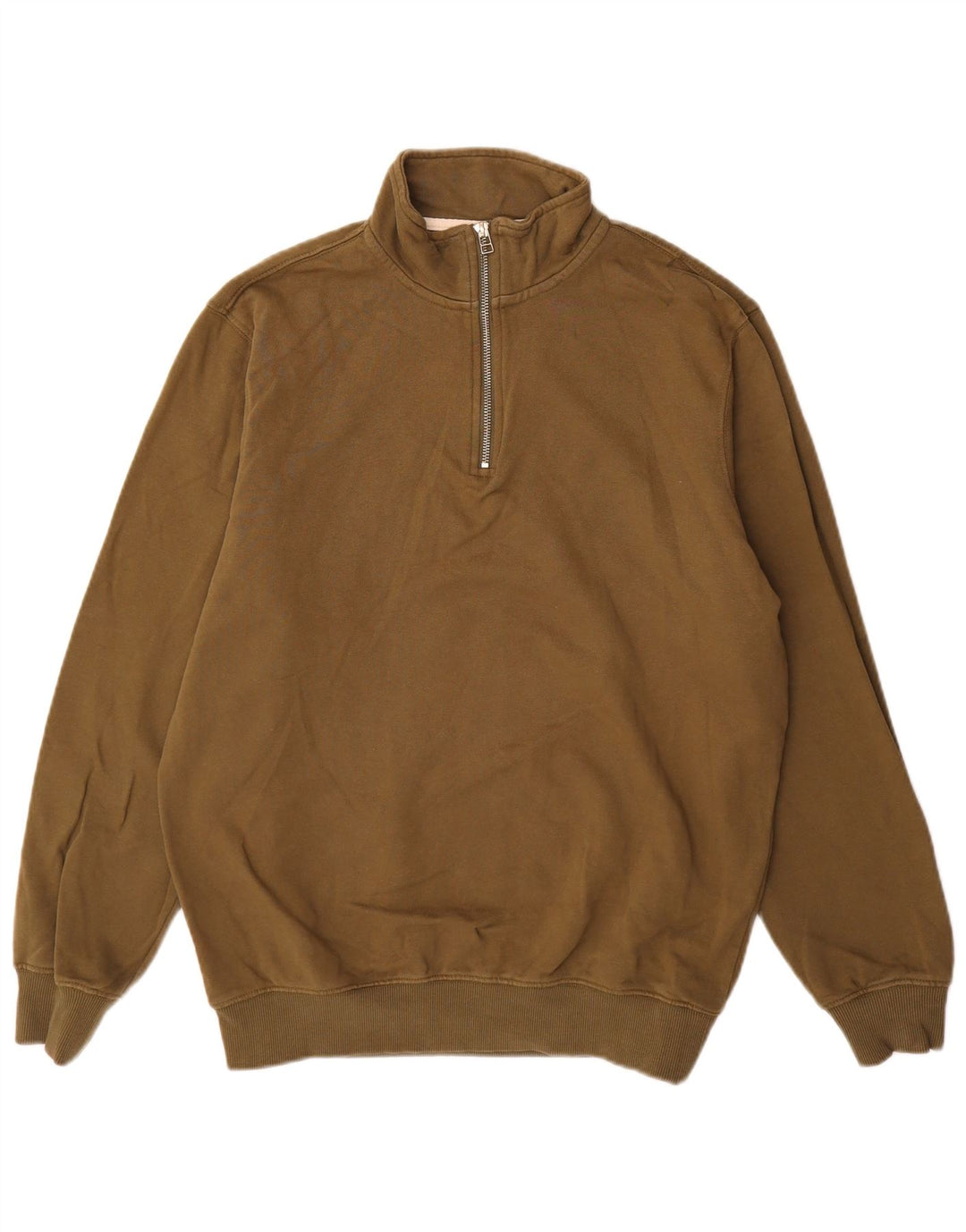 John Lewis Sweatshirt med lynlås til mænd, stor kakibomuld