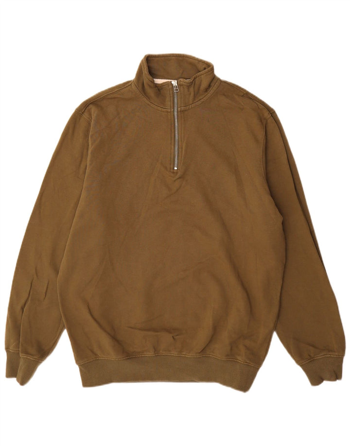 John Lewis Sweatshirt med lynlås til mænd, stor kakibomuld