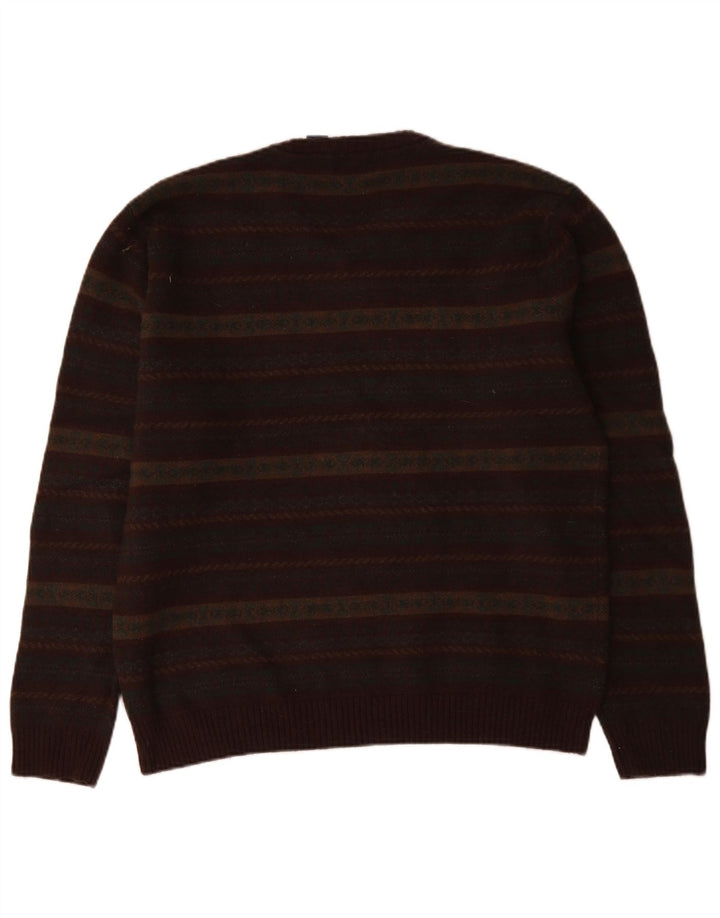 Chaps Herre V-hals sweater Stor flerfarvet Fair Isle lammeuld