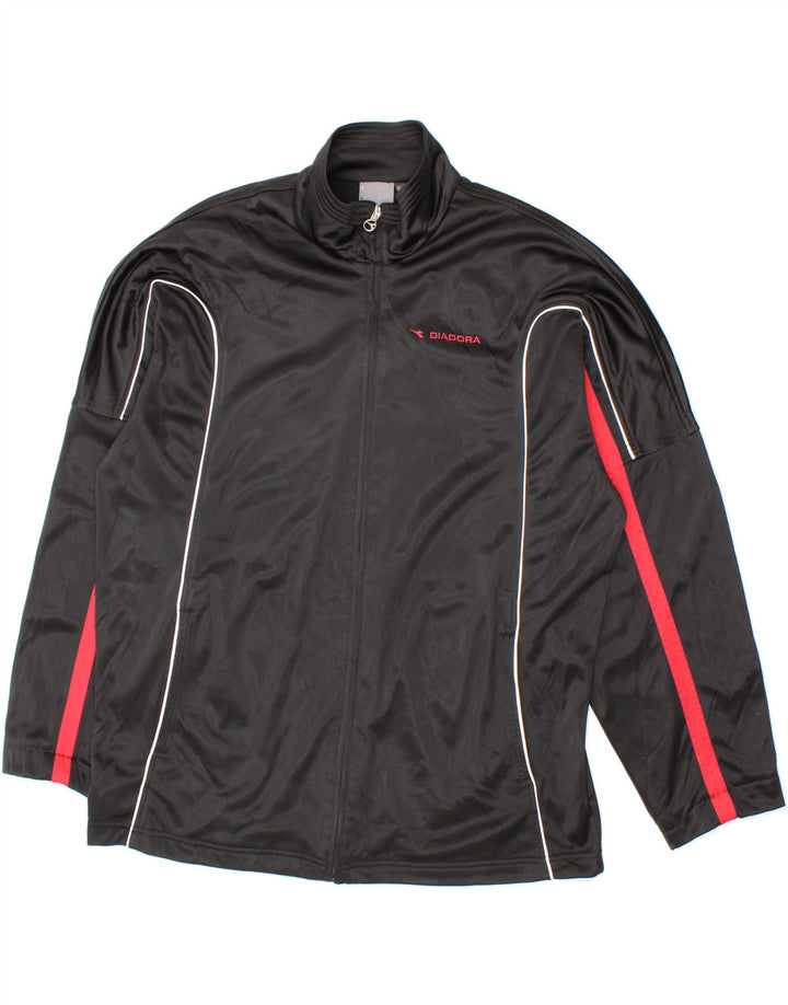 DIADORA Mens Tracksuit Top Jacket UK 44 XL Black Colourblock Polyester Vintage Diadora and Second-Hand Diadora from Messina Hembry 