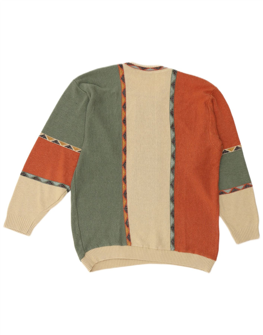 BERTO LUCCI Herre sweater med rund hals, stor flerfarvet geometrisk