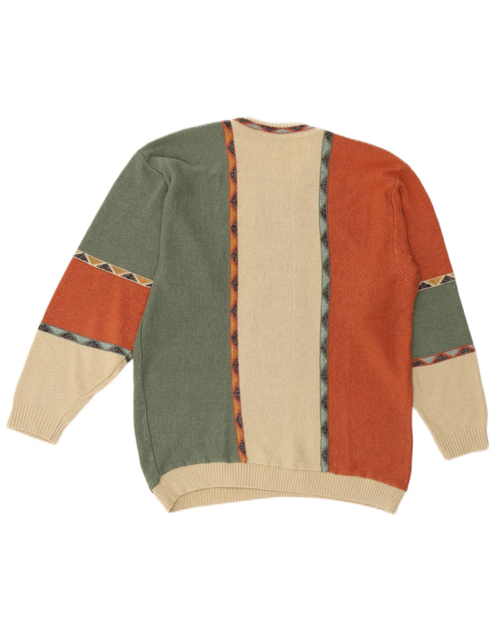 BERTO LUCCI Herre sweater med rund hals, stor flerfarvet geometrisk