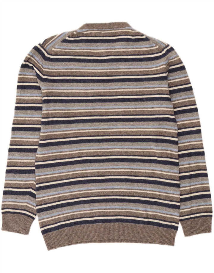 Besætningstøj Herre V-hals sweater mellem grå stribet uld