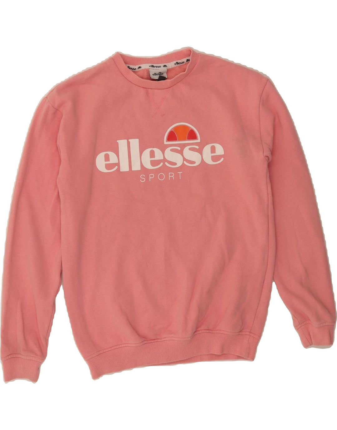 ELLESSE Womens Graphic Sweatshirt Jumper UK 8 Small Pink Cotton Vintage Ellesse and Second-Hand Ellesse from Messina Hembry 