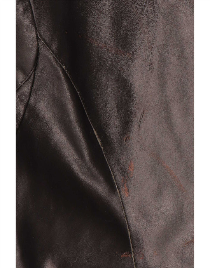 VINTAGE Læderfrakke til kvinder UK 14 Medium Sort Læder