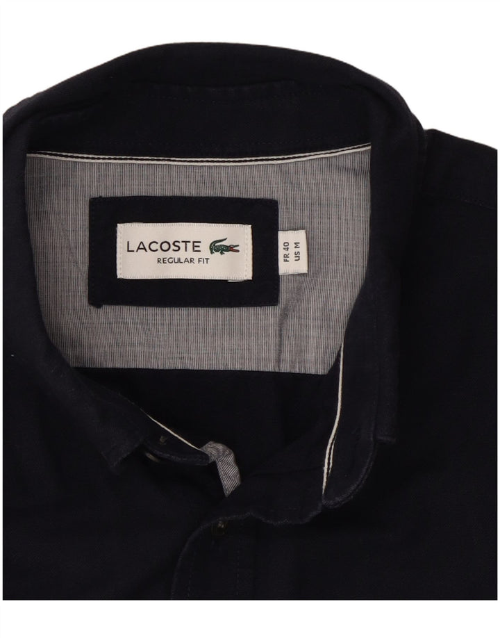 Lacoste Herre kortærmet skjorte med normal pasform Medium marineblå bomuld