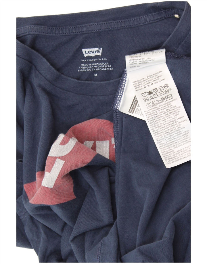 LEVI'S Herre grafisk T-shirt Top Medium Marineblå Bomuld