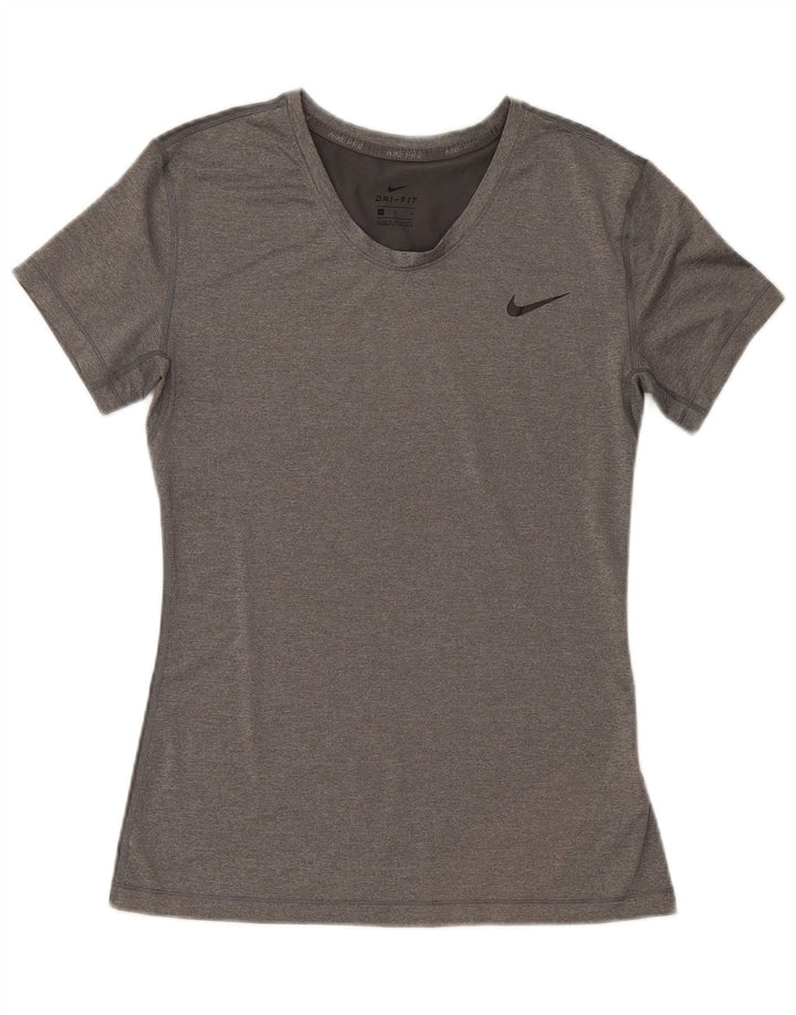 Nike Dame Dri Fit T-Shirt Top UK 14 Stor Grå Polyester